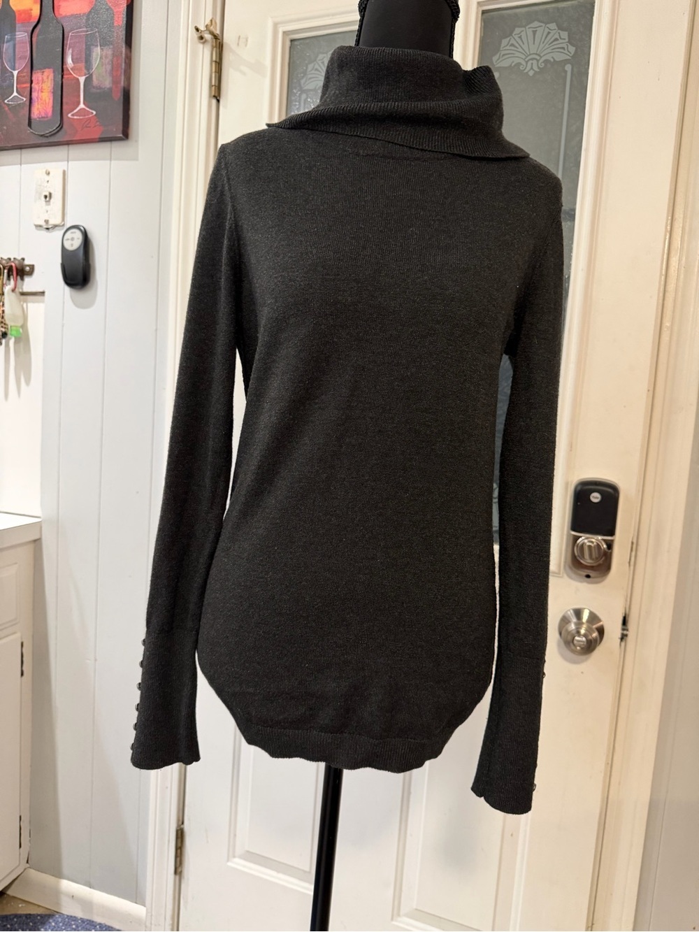 2 LOFT Dark Charcoal ‎ and Tan Cowl Neck Sweater